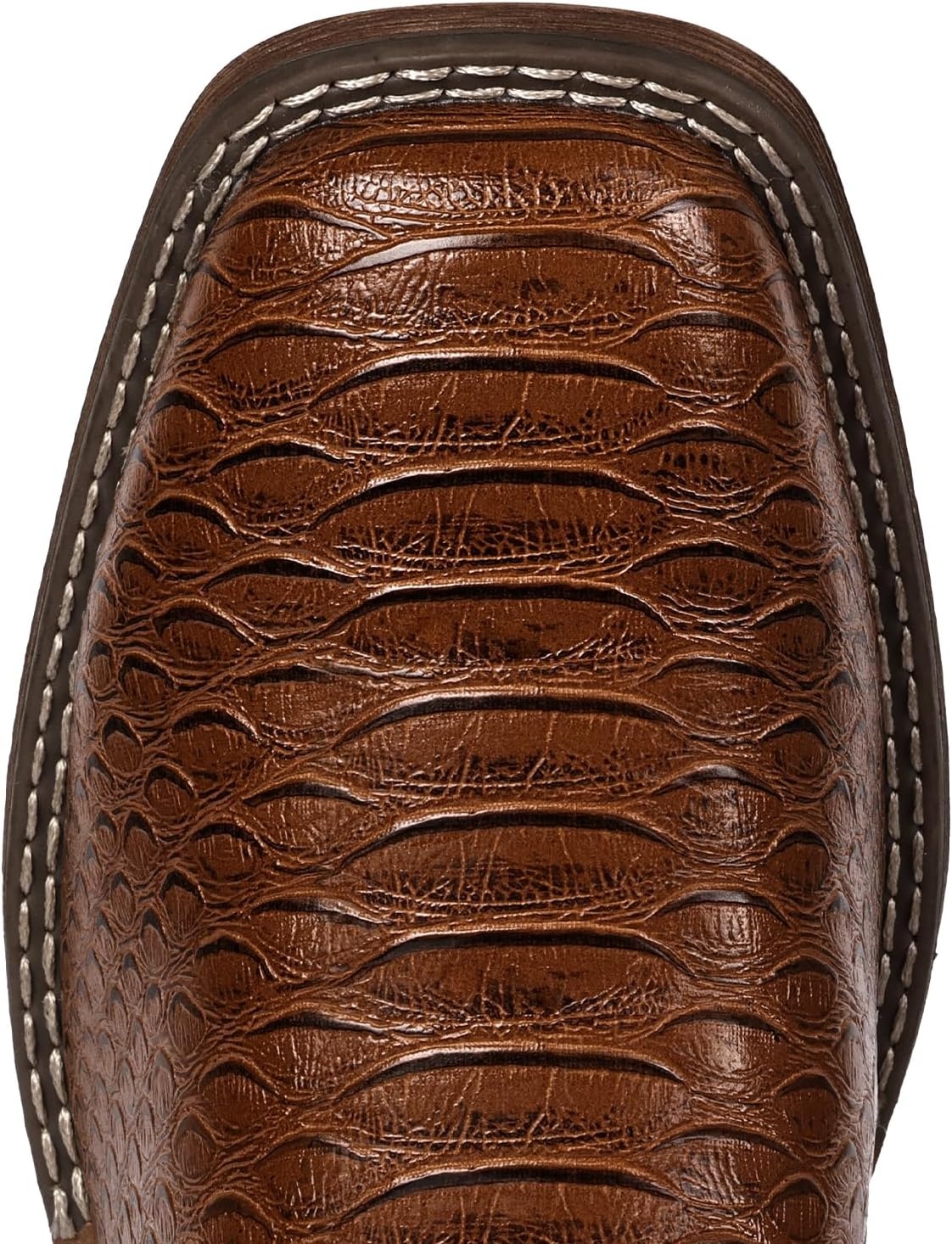 image:imageIUV Cowboy Boots for Men Faux Snake Skin Embroidered Western Boots Slip Resistant Square Toe Pull on Mid Calf Cowboy BootDark Brown