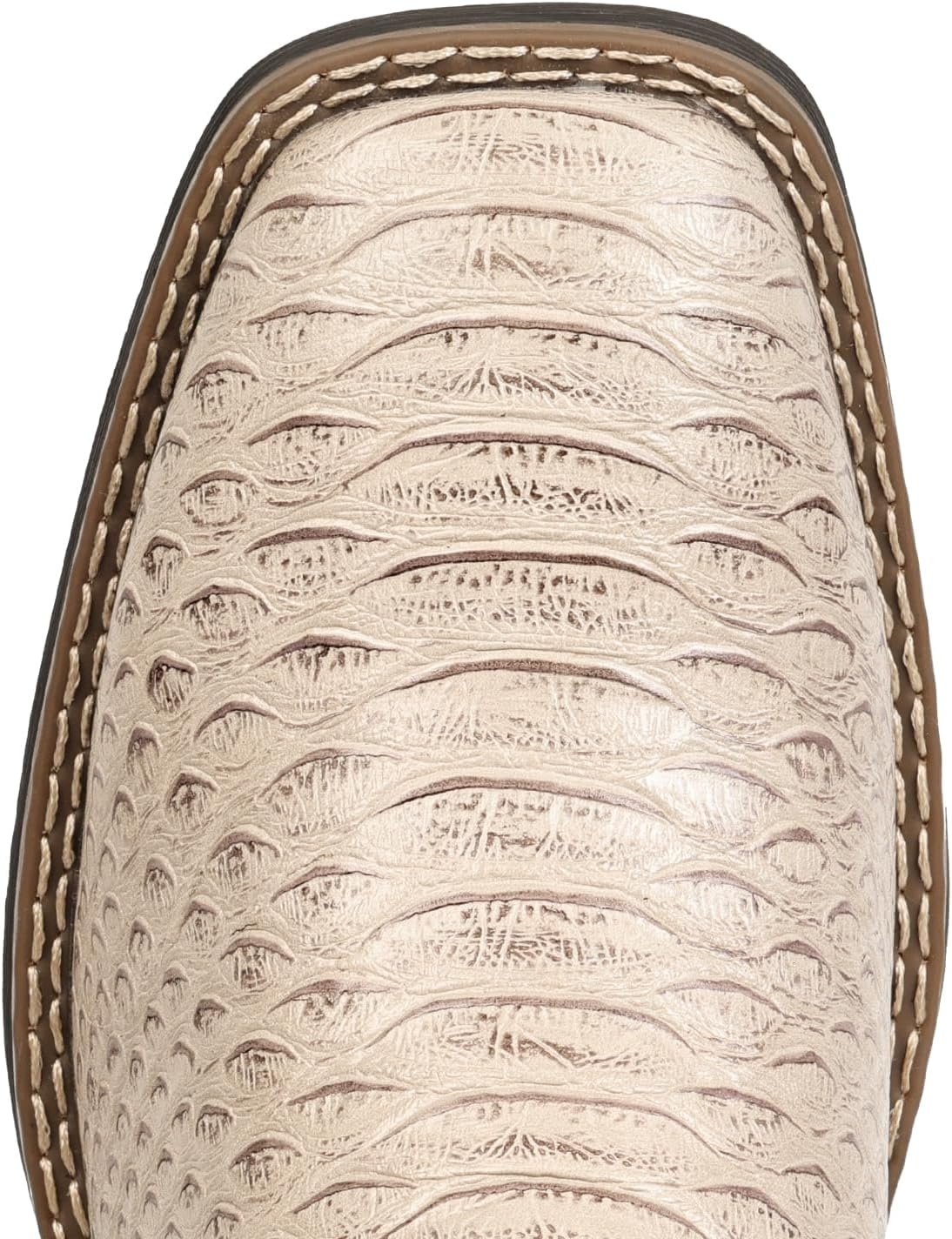image:imageIUV Cowboy Boots for Men Faux Snake Skin Embroidered Western Boots Slip Resistant Square Toe Pull on Mid Calf Cowboy BootWhite