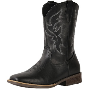 image:imageIUV Cowboy Boots For Men Wide Square ToeSlipResistant Western Boots with Embroidered Detail Easy PullOn DesignBlack