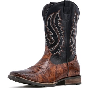 image:imageIUV Cowboy Boots Men Square Toe Western Boots Pull On Durable Classic Embroidered bootBlack