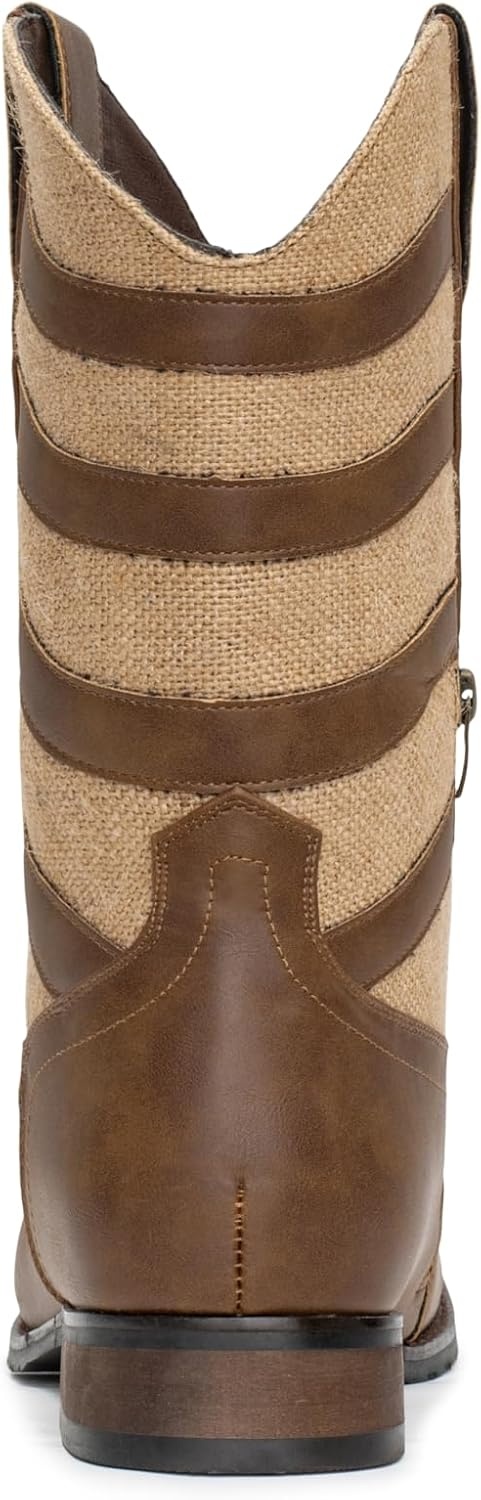 image:imageIUV Cowboy Boots For Men Western Boot Classic Embroidered Square Toe Traditional Hunting BootsBrown