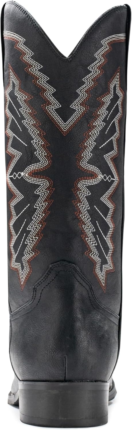 image:imageIUV Cowboy Boots For Men Western Boot Embroidered Square Toe Traditional Hunting Working BootsBlack
