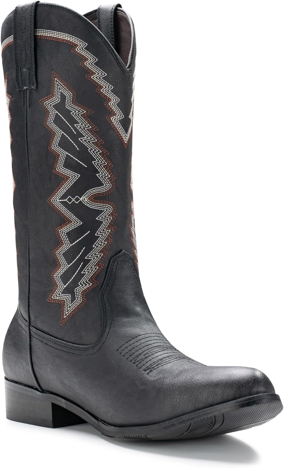 image:imageIUV Cowboy Boots For Men Western Boot Embroidered Square Toe Traditional Hunting Working BootsBlack