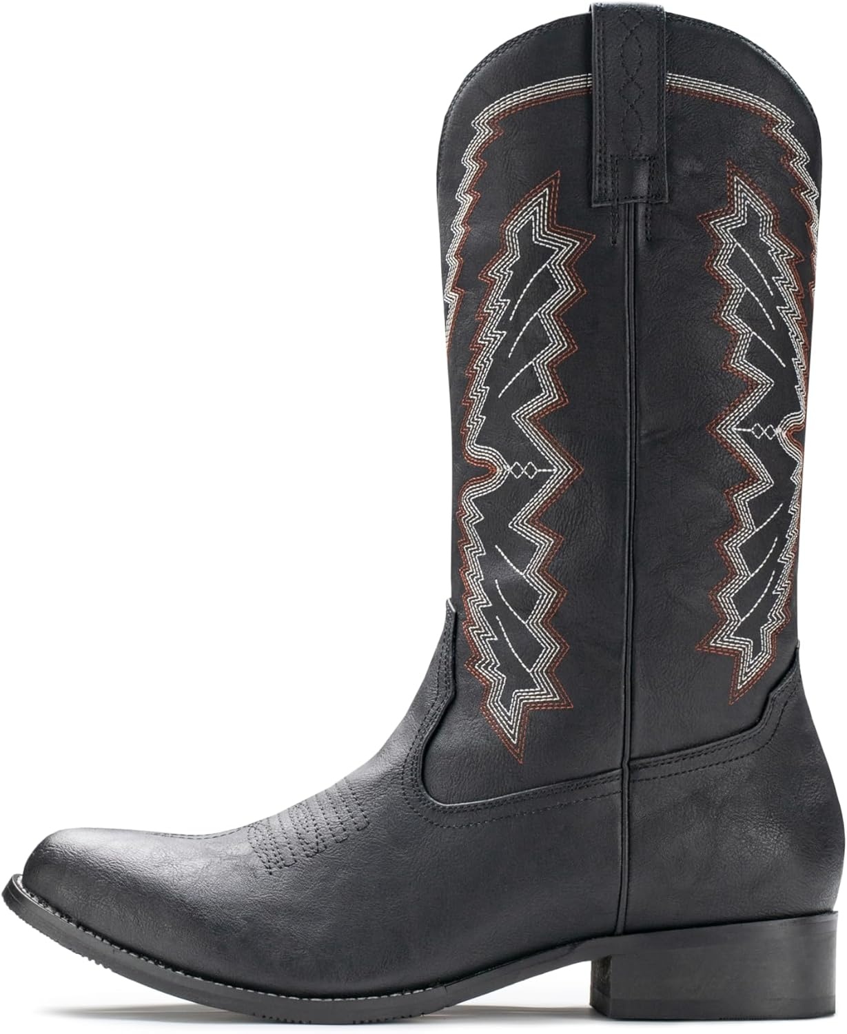 image:imageIUV Cowboy Boots For Men Western Boot Embroidered Square Toe Traditional Hunting Working BootsBlack