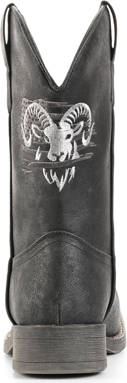 image:imageIUV Cowboy Boots for Men Square Toe Western Classic Embroidered Boots Durable Retro Country Pull on BootBlack