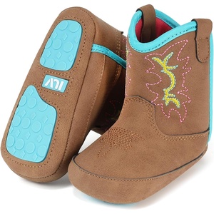image:imageIUV Baby Boy Cowboy Boots Soft Bottom Infant Newborn Cowgirl Boots NonSlip Booties Cozy Easy to Put onBrown