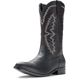 image:imageIUV Cowboy Boots For Men Western Boot Embroidered Square Toe Traditional Hunting Working BootsBlack