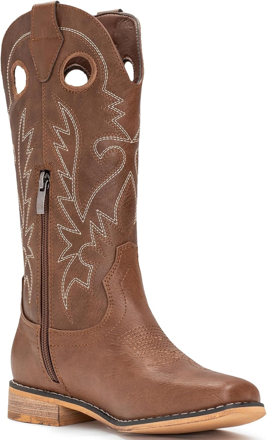 image:imageIUV Cowboy Boots for Boys Girls Western Square Toe Cowgirl Boots Mid Calf Riding Shoes ToddlerLittle KidBig KidBbrown