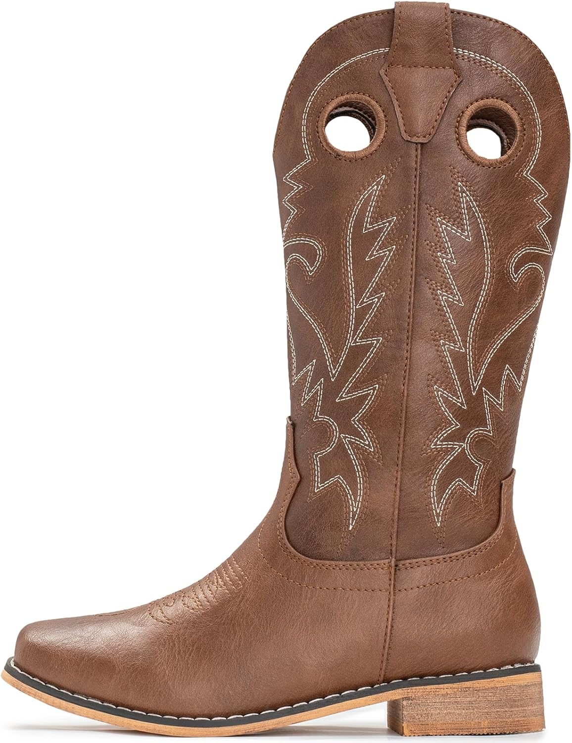 image:imageIUV Cowboy Boots for Boys Girls Western Square Toe Cowgirl Boots Mid Calf Riding Shoes ToddlerLittle KidBig KidBbrown