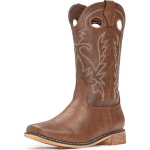 image:imageIUV Cowboy Boots for Boys Girls Western Square Toe Cowgirl Boots Mid Calf Riding Shoes ToddlerLittle KidBig KidBbrown