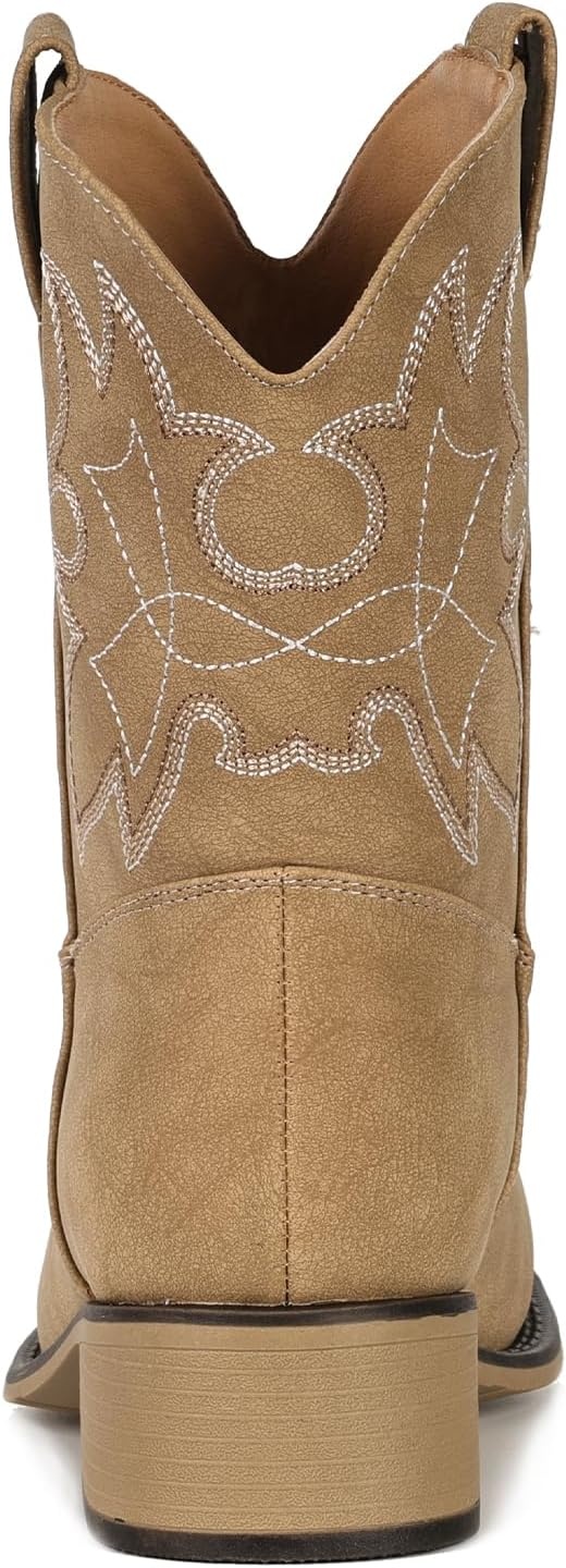 image:imageIUV Cowboy Boots for Women Square Toe Ankle Western Cowgirl Boots Classic Embroidered BootiesHoney Brown