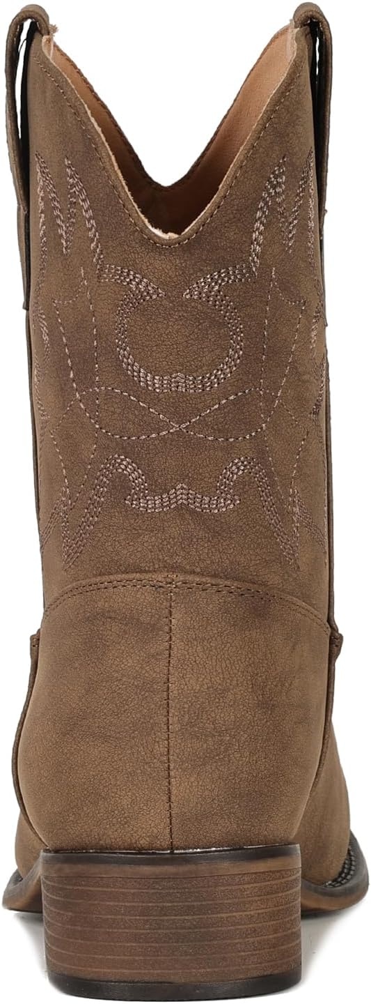 image:imageIUV Cowboy Boots for Women Square Toe Ankle Western Cowgirl Boots Classic Embroidered BootiesStone Brown
