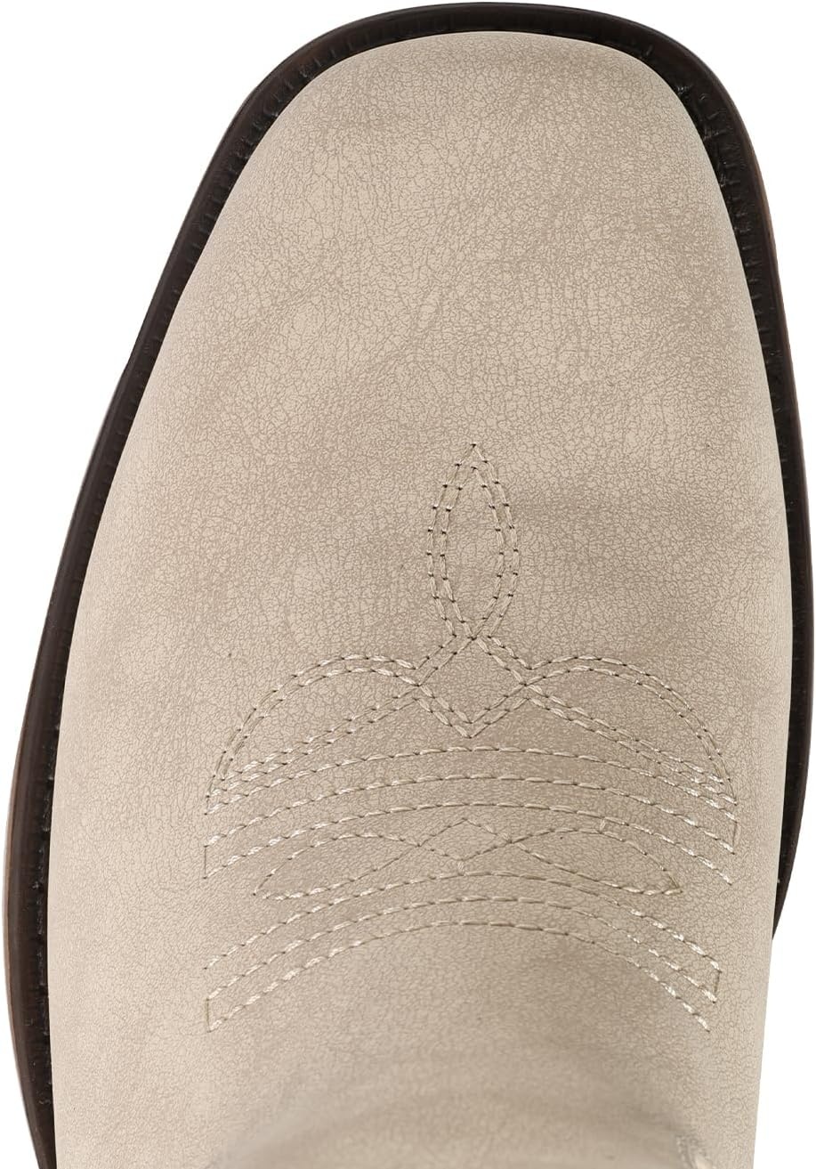 image:imageIUV Cowboy Boots for Women Square Toe Ankle Western Cowgirl Boots Classic Embroidered BootiesStone White