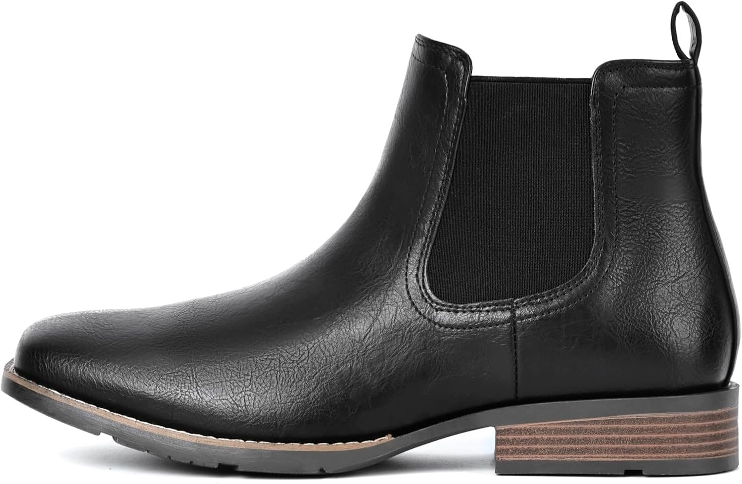image:imageIUV Mens Chelsea Boots Square Toe Western Ankle Boots Slip On Casual Dress Cowboy BootBlack