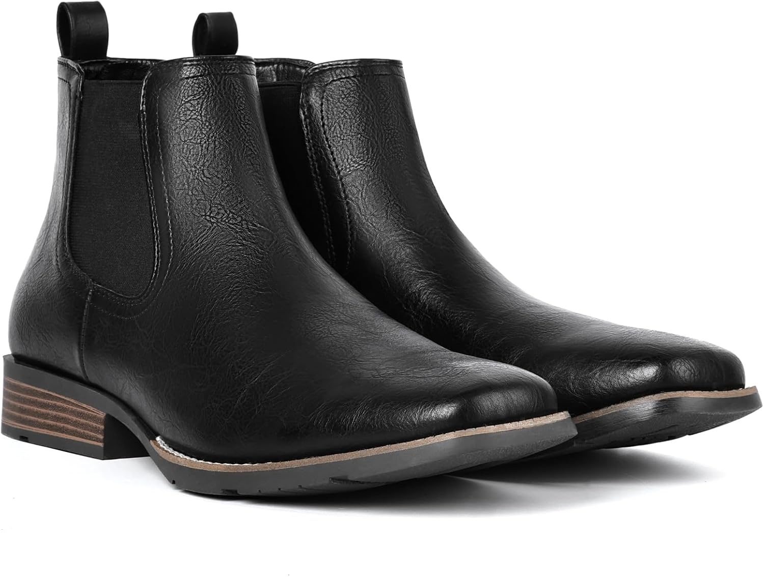 image:imageIUV Mens Chelsea Boots Square Toe Western Ankle Boots Slip On Casual Dress Cowboy BootBlack