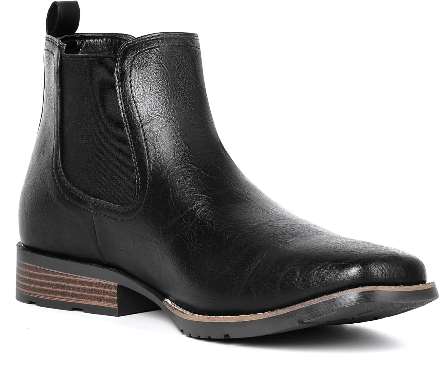 image:imageIUV Mens Chelsea Boots Square Toe Western Ankle Boots Slip On Casual Dress Cowboy BootBlack