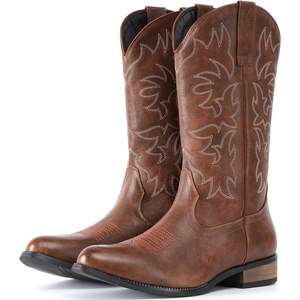 image:imageIUV Cowboy Boots For Men Western Boot Durable Classic Embroidered Snip Toe BootsBrown